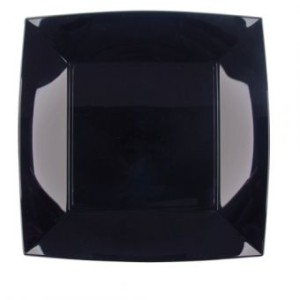 Disposable plates NICE, PP, black, 23x23 cm, 25 pcs